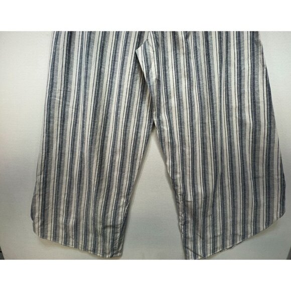 Cal 1850 Womens Striped Linen Blend XL Wide-Leg Pants With Overlap Design - Picture 12 of 14